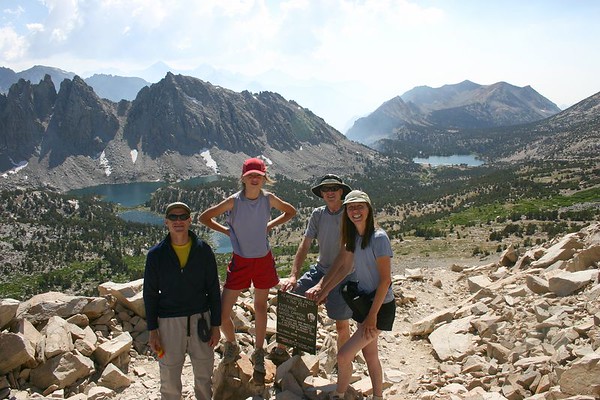 Paige Falk (paigefalk) > Bob, Tay, Dave and I on Kearsage Pass. Kearsage Lakes and Pinnacles behind Tay.